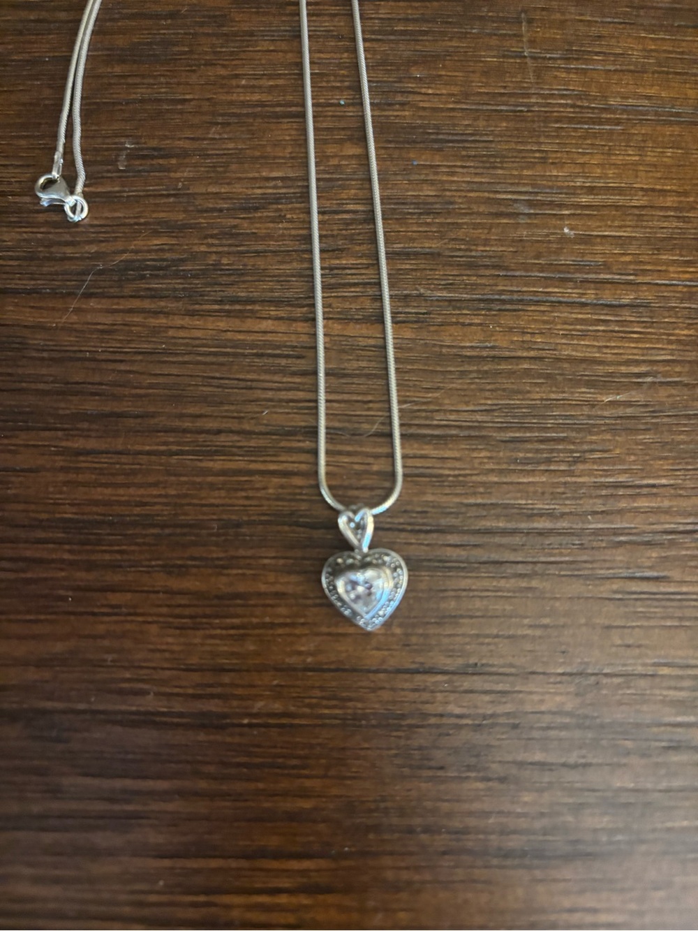 Elegant Silver Heart Pendant Necklace with Sparkling Center - Picture 6 of 9